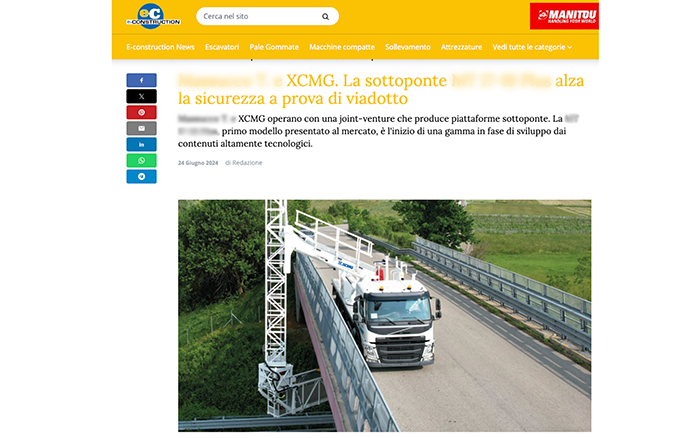 欧洲媒体e-CONSTRUCTION点赞w88win优德桥梁检测车